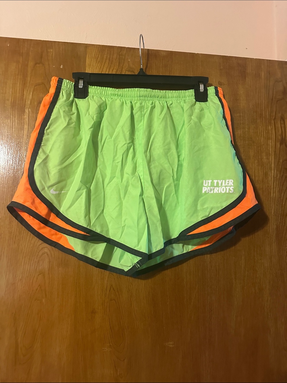 Nike Dri-Fit UT Tyler Patriots Neon Green & Orange Athletic Shorts